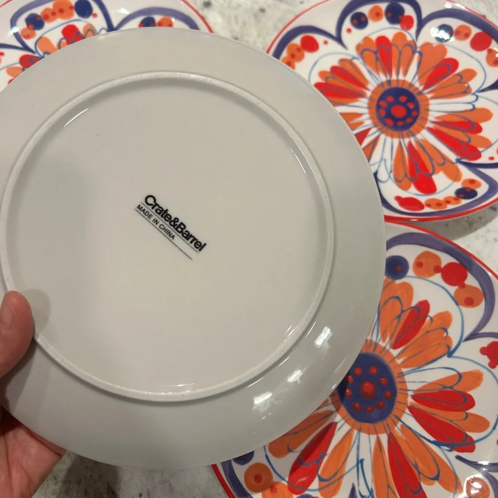 4 Crate and Barrel colorful plates